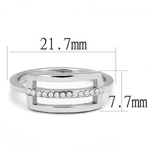 TK3177 High Polished Stainless Steel Ring featuring a clear AAA Grade CZ stone, showcasing a sleek and shiny design.