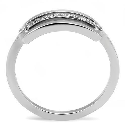 TK3177 High Polished Stainless Steel Ring featuring a clear AAA Grade CZ stone, showcasing a sleek and shiny design.