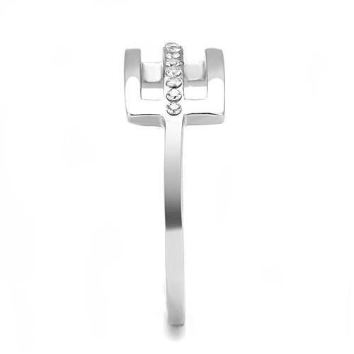 TK3177 High Polished Stainless Steel Ring featuring a clear AAA Grade CZ stone, showcasing a sleek and shiny design.