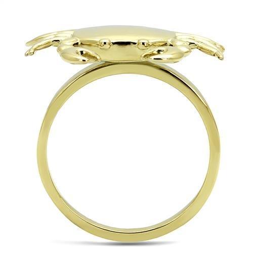 TK3199 IP Gold Stainless Steel Ring with a sleek, minimalist design, showcasing its shiny gold finish and durable stainless steel material.