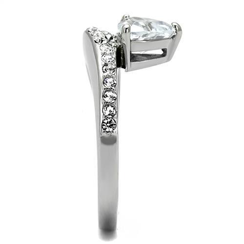 TK3207 High Polished Stainless Steel Ring featuring a clear AAA Grade CZ stone, showcasing a sleek and modern design.