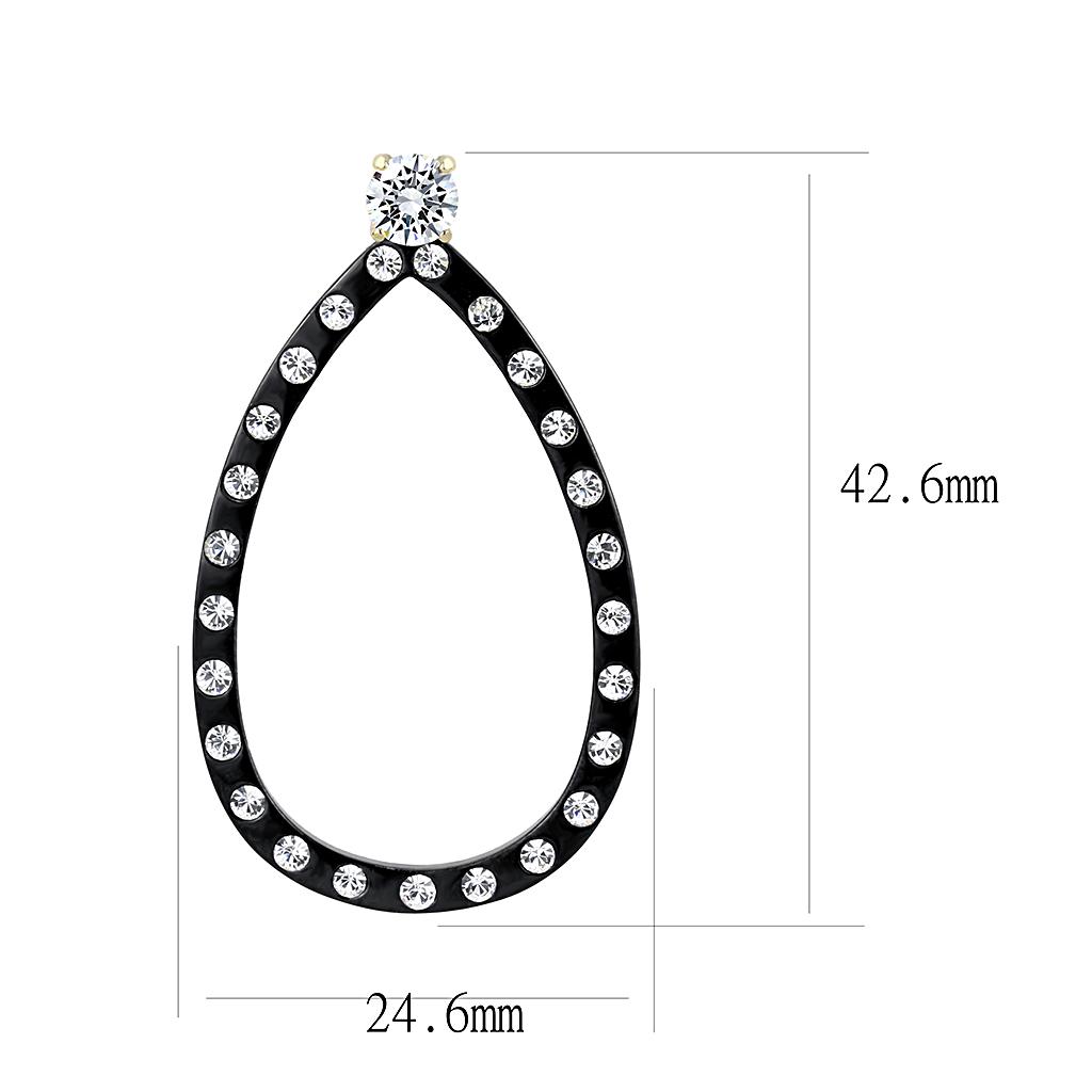 TK3215 IP Gold+ IP Black Stainless Steel Earrings featuring AAA Grade CZ stones, showcasing a modern and elegant design.