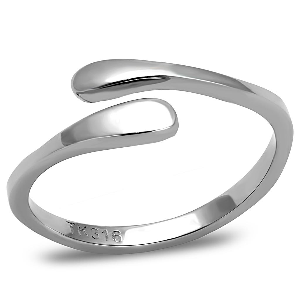 TK3261 High Polished Stainless Steel Ring with a sleek, shiny finish and no stone, showcasing its minimalist design.