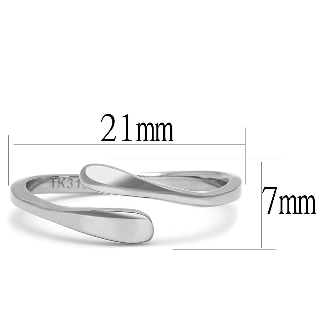 TK3261 High Polished Stainless Steel Ring with a sleek, shiny finish and no stone, showcasing its minimalist design.