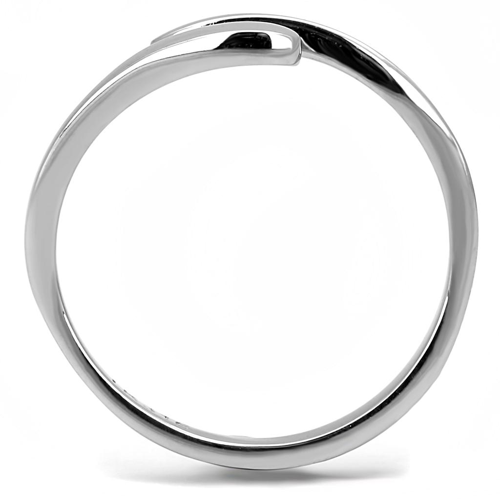 TK3261 High Polished Stainless Steel Ring with a sleek, shiny finish and no stone, showcasing its minimalist design.