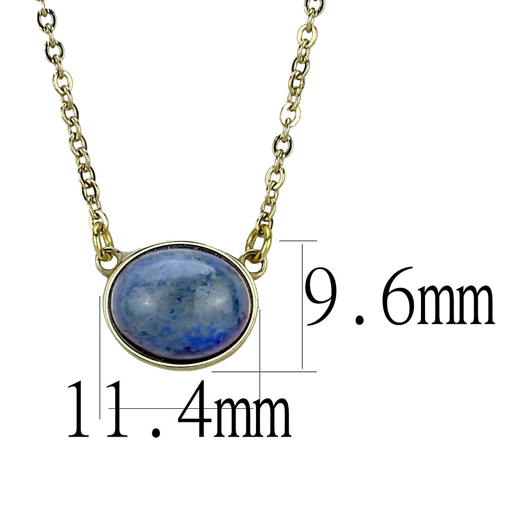 TK3287 IP Gold Stainless Steel Necklace featuring a Lapis precious stone, showcasing elegance and durability.