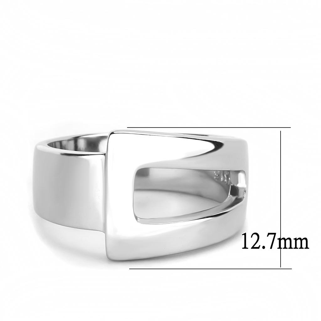 TK3438 High Polished Stainless Steel Ring with a sleek, shiny finish and no center stone, perfect for minimalist style.