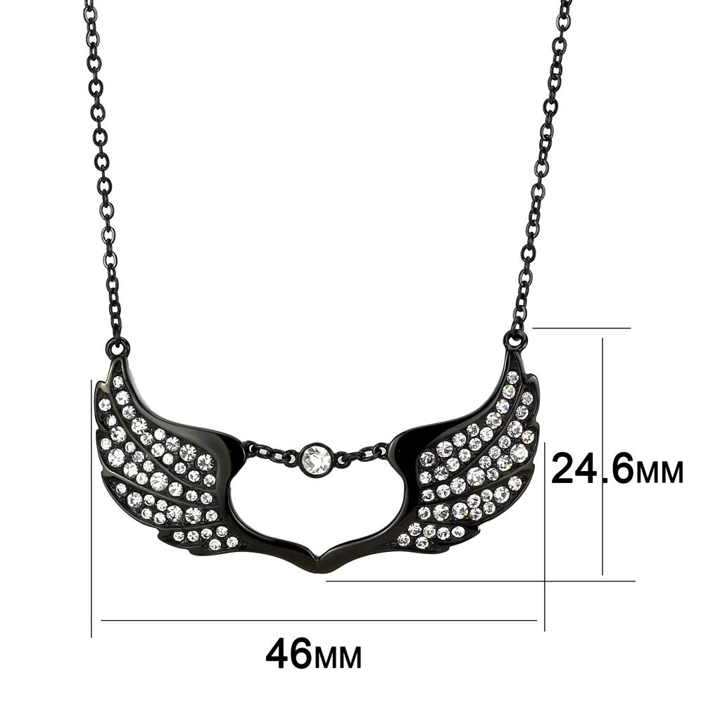 TK3496 IP Black Stainless Steel Necklace featuring a clear top-grade crystal, showcasing a sleek and elegant design.