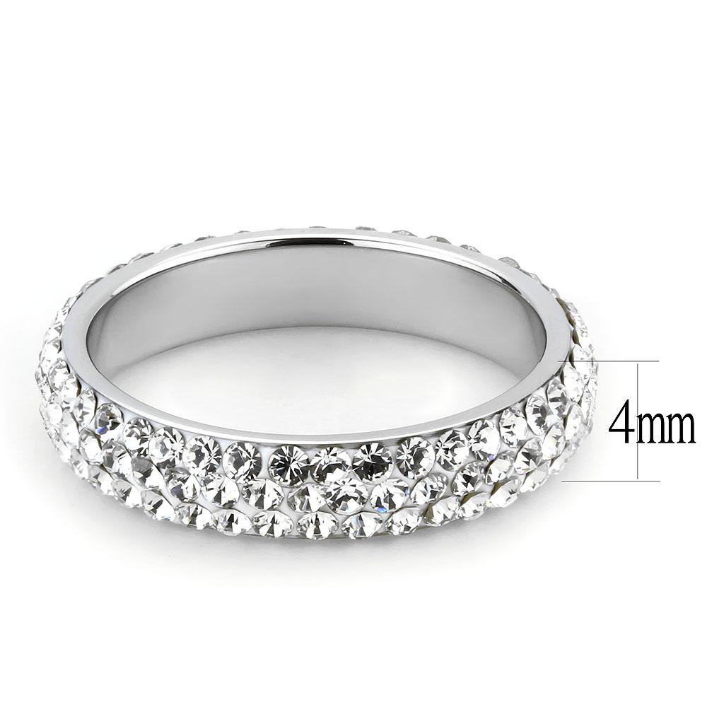 TK3533 High Polished Stainless Steel Ring featuring a clear top-grade crystal, showcasing a sleek and elegant design.