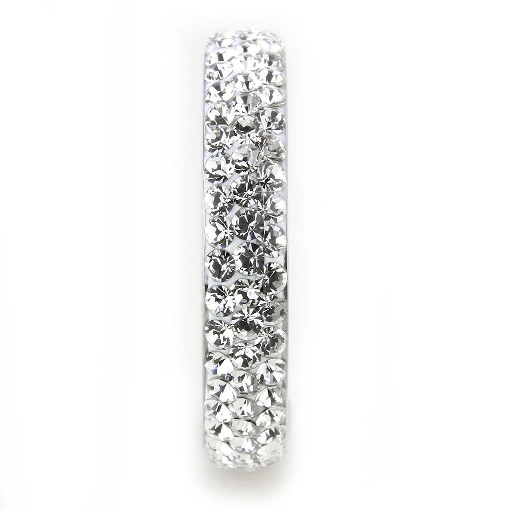 TK3533 High Polished Stainless Steel Ring featuring a clear top-grade crystal, showcasing a sleek and elegant design.