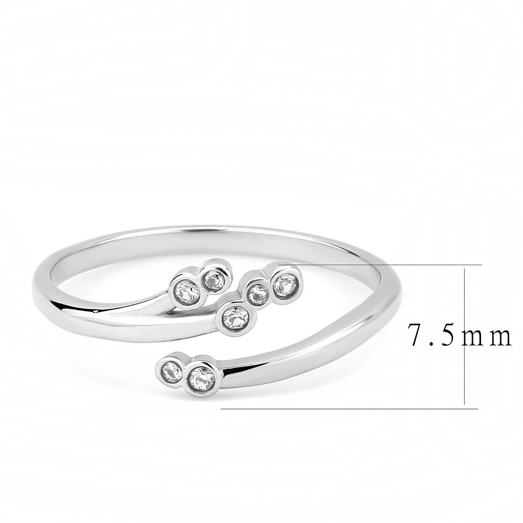 TK3570 No Plating Stainless Steel Ring featuring a clear AAA Grade CZ stone, showcasing its elegant design and durable material.