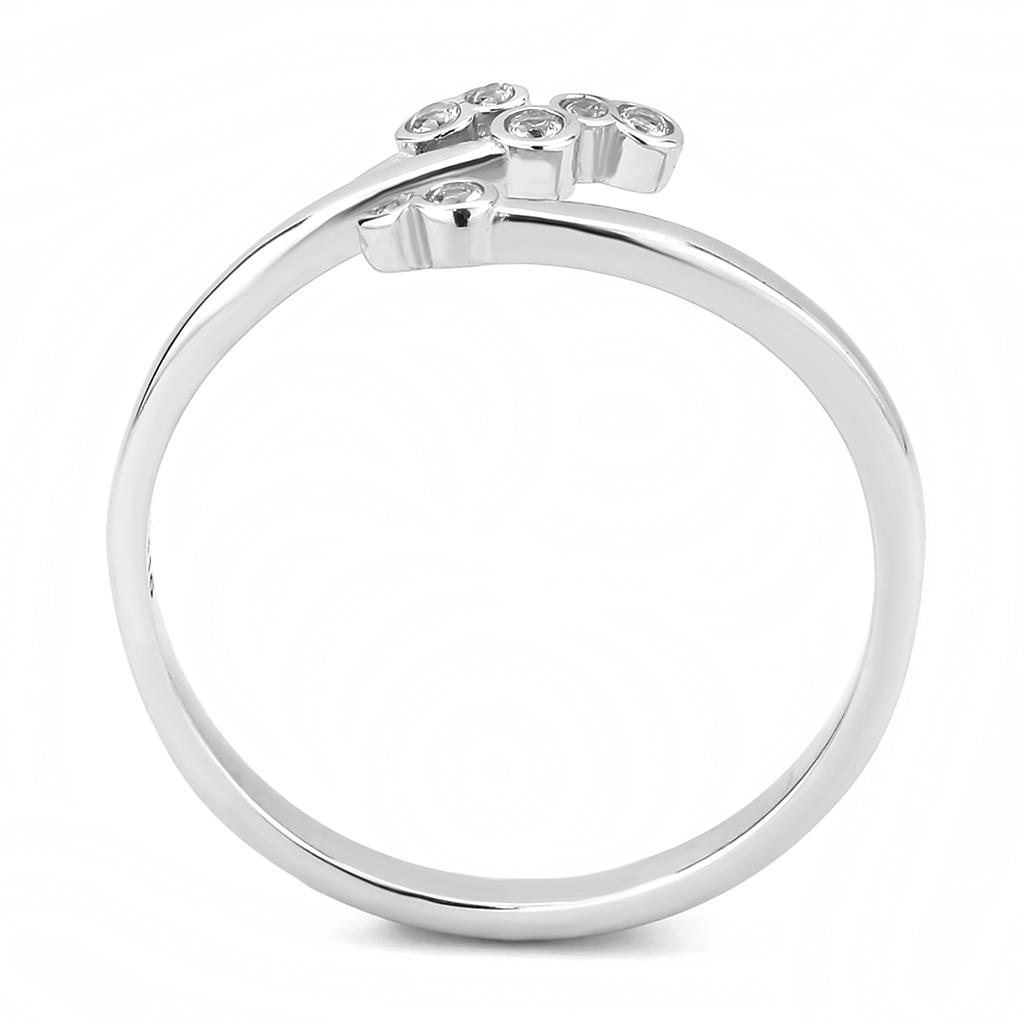 TK3570 No Plating Stainless Steel Ring featuring a clear AAA Grade CZ stone, showcasing its elegant design and durable material.