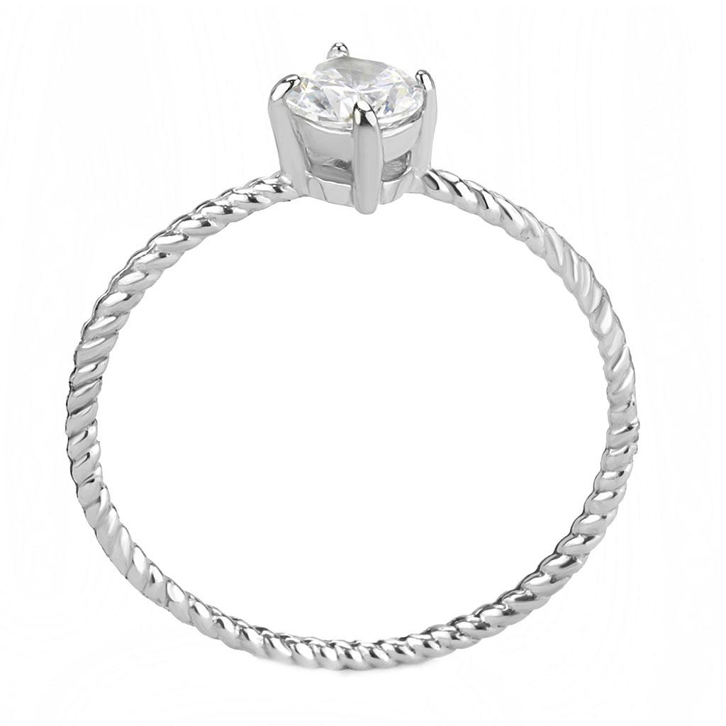 TK3604 No Plating Stainless Steel Ring featuring a clear AAA Grade CZ stone, showcasing its elegant design and durable material.