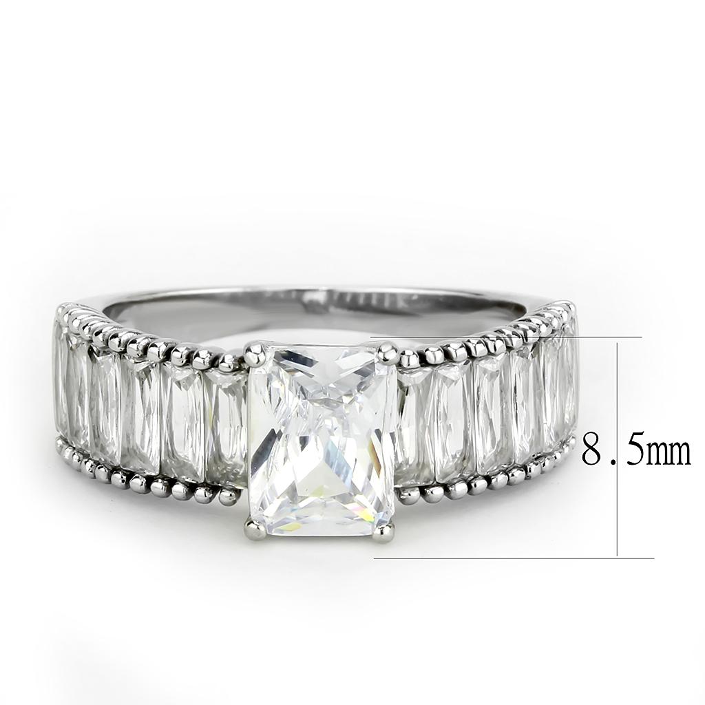 TK3608 No Plating Stainless Steel Ring featuring a clear AAA Grade CZ stone, showcasing its elegant design and durable material.