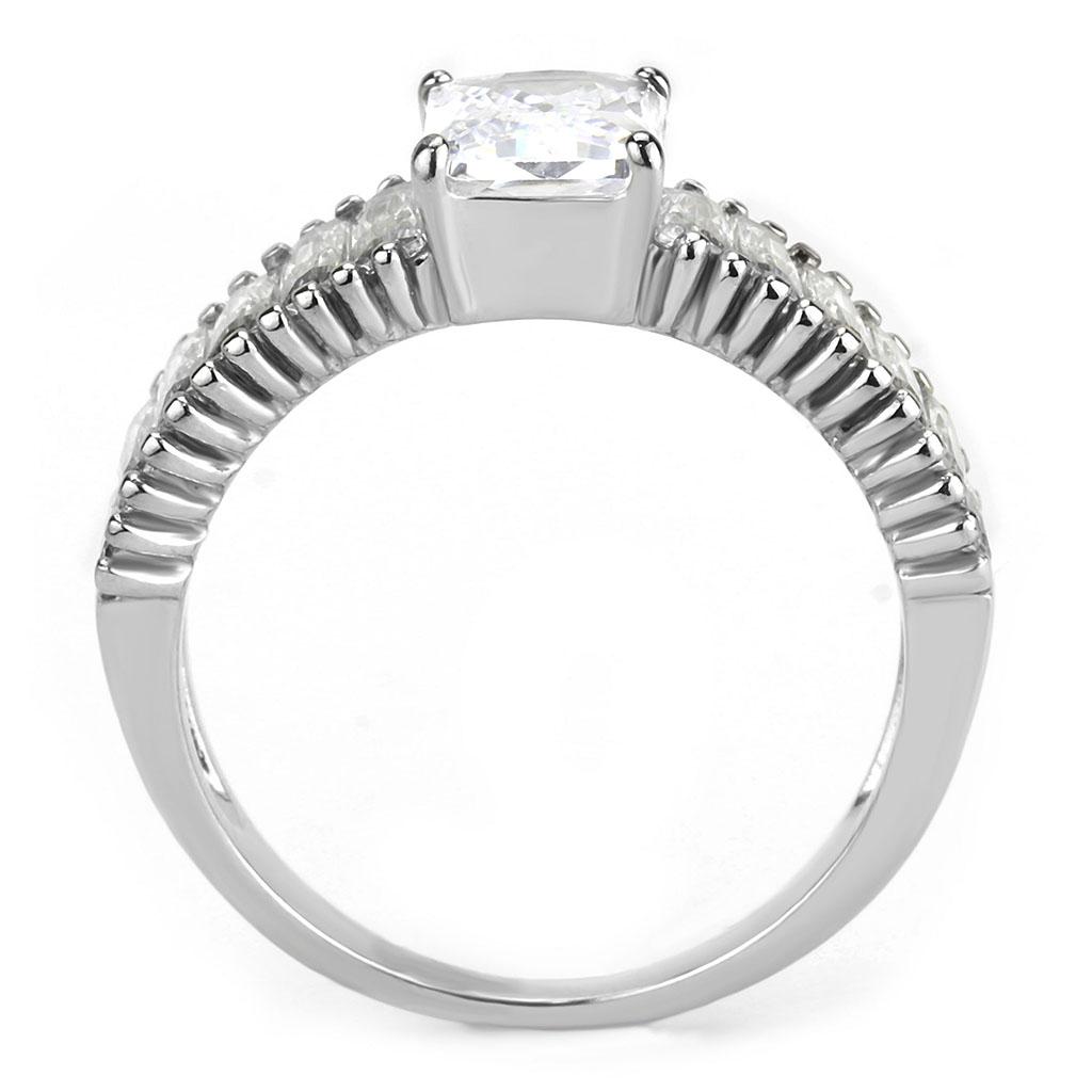 TK3608 No Plating Stainless Steel Ring featuring a clear AAA Grade CZ stone, showcasing its elegant design and durable material.