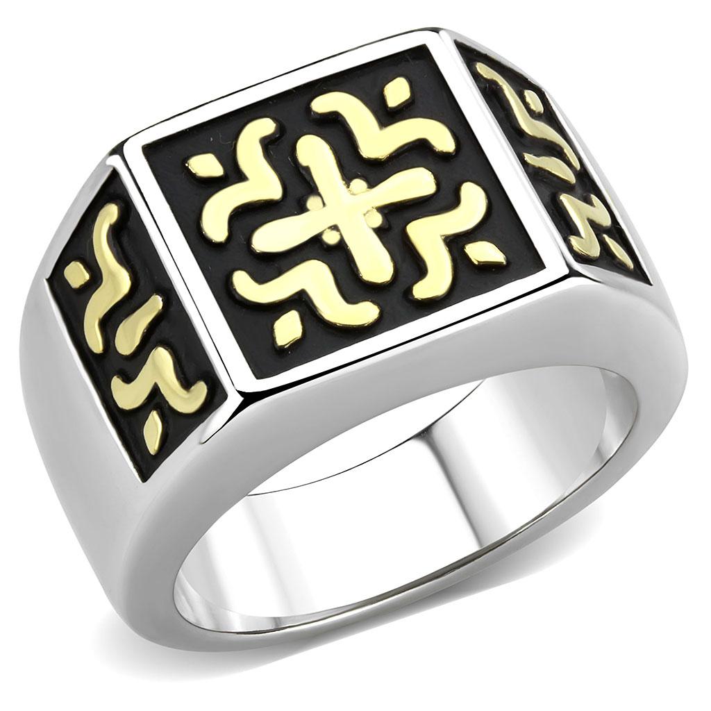 TK3622 Two-Tone IP Gold Stainless Steel Ring showcasing its elegant design and finish.