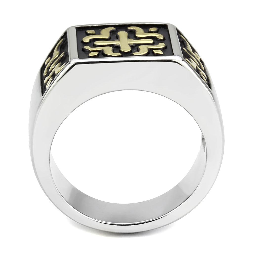 TK3622 Two-Tone IP Gold Stainless Steel Ring showcasing its elegant design and finish.