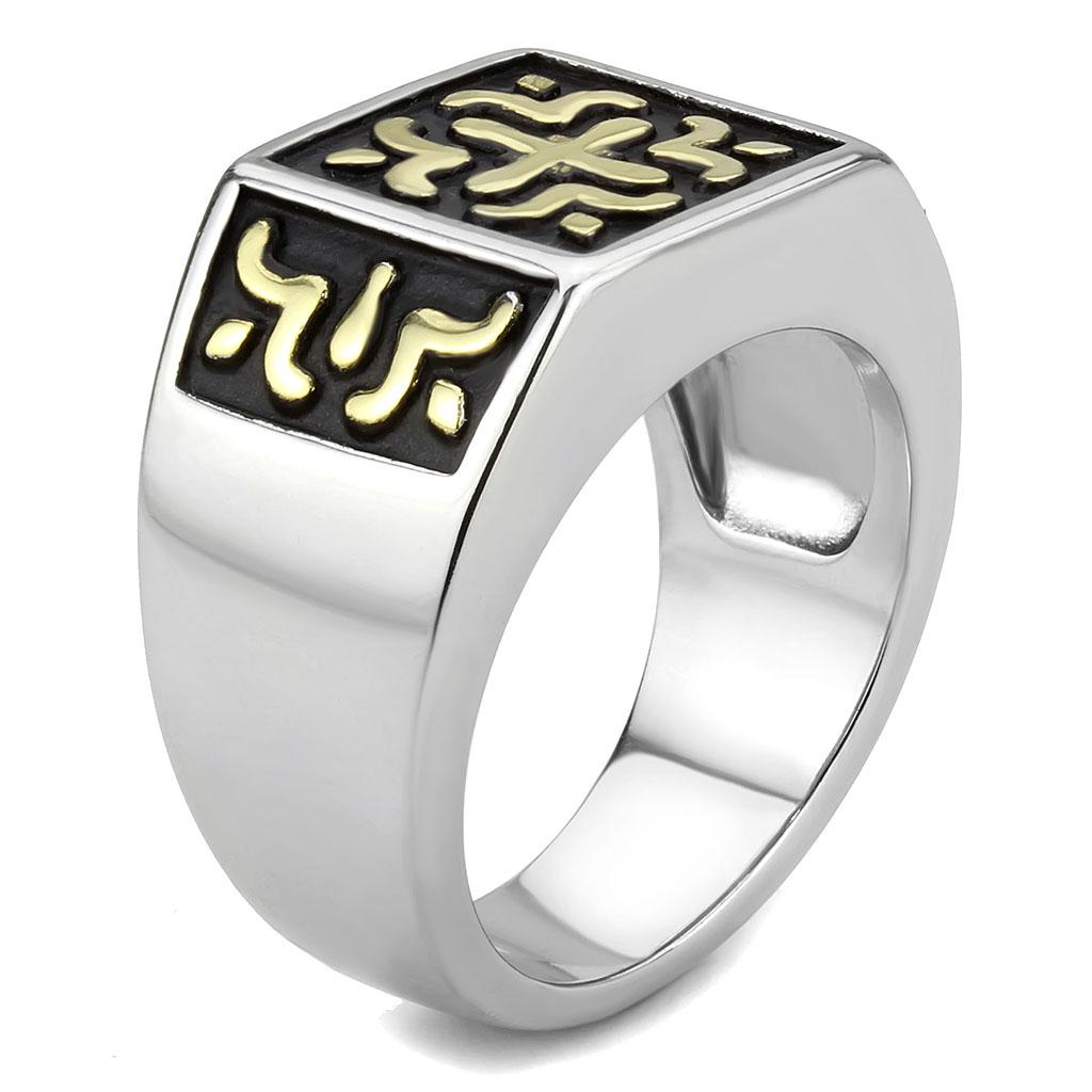 TK3622 Two-Tone IP Gold Stainless Steel Ring showcasing its elegant design and finish.