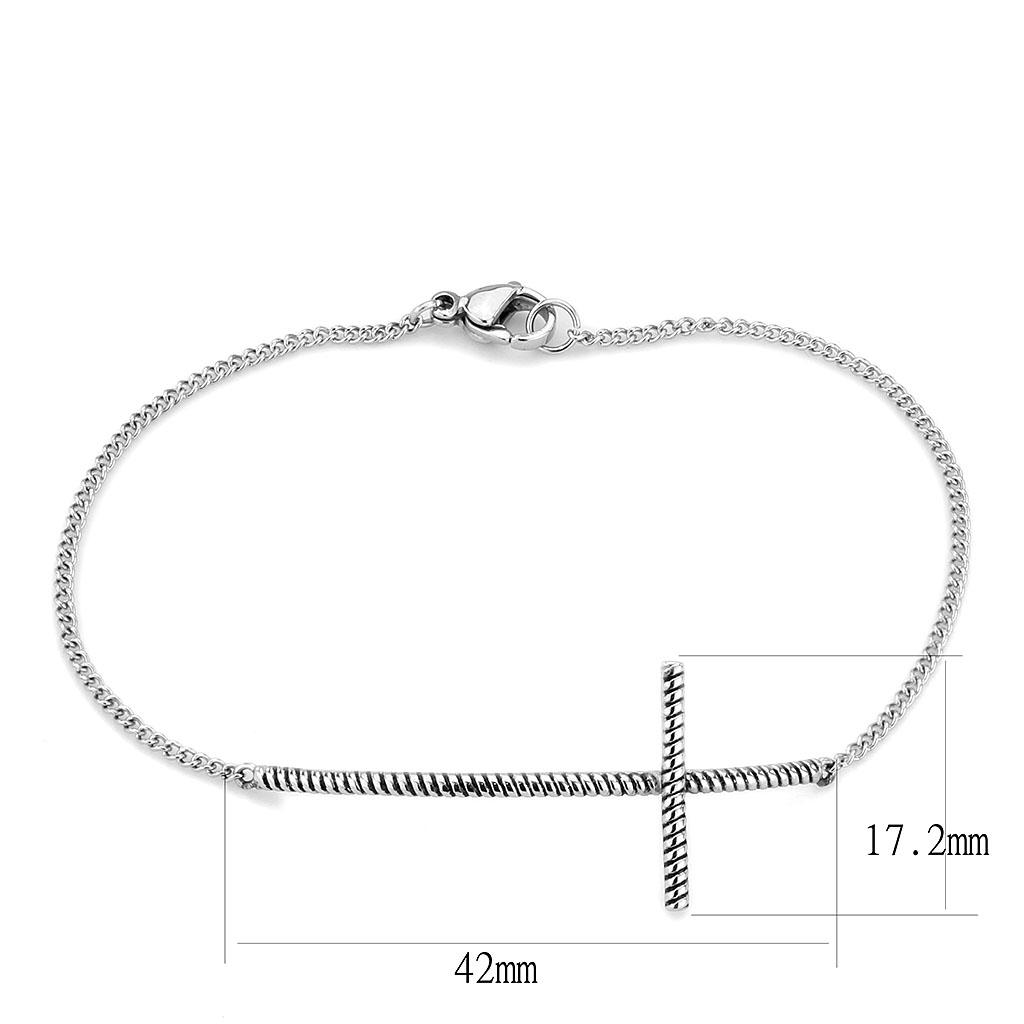 High polished stainless steel bracelet with a sleek design, showcasing its shiny finish and lightweight structure.