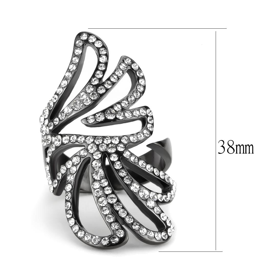 TK3688 IP Light Black Stainless Steel Ring featuring a top-grade clear crystal, showcasing a modern and elegant design.