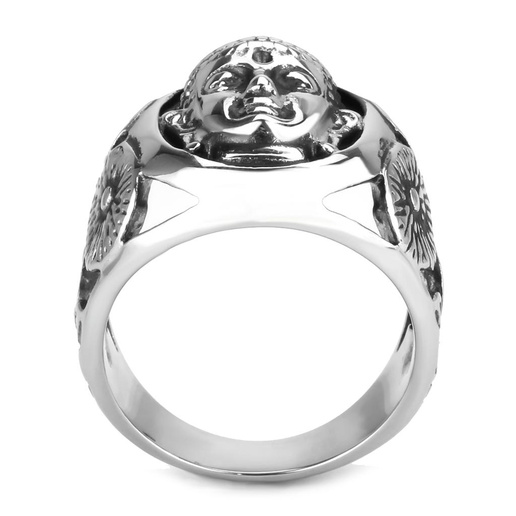 TK3722 High Polished Stainless Steel Ring with a sleek, shiny finish and no stone, showcasing its minimalist design.