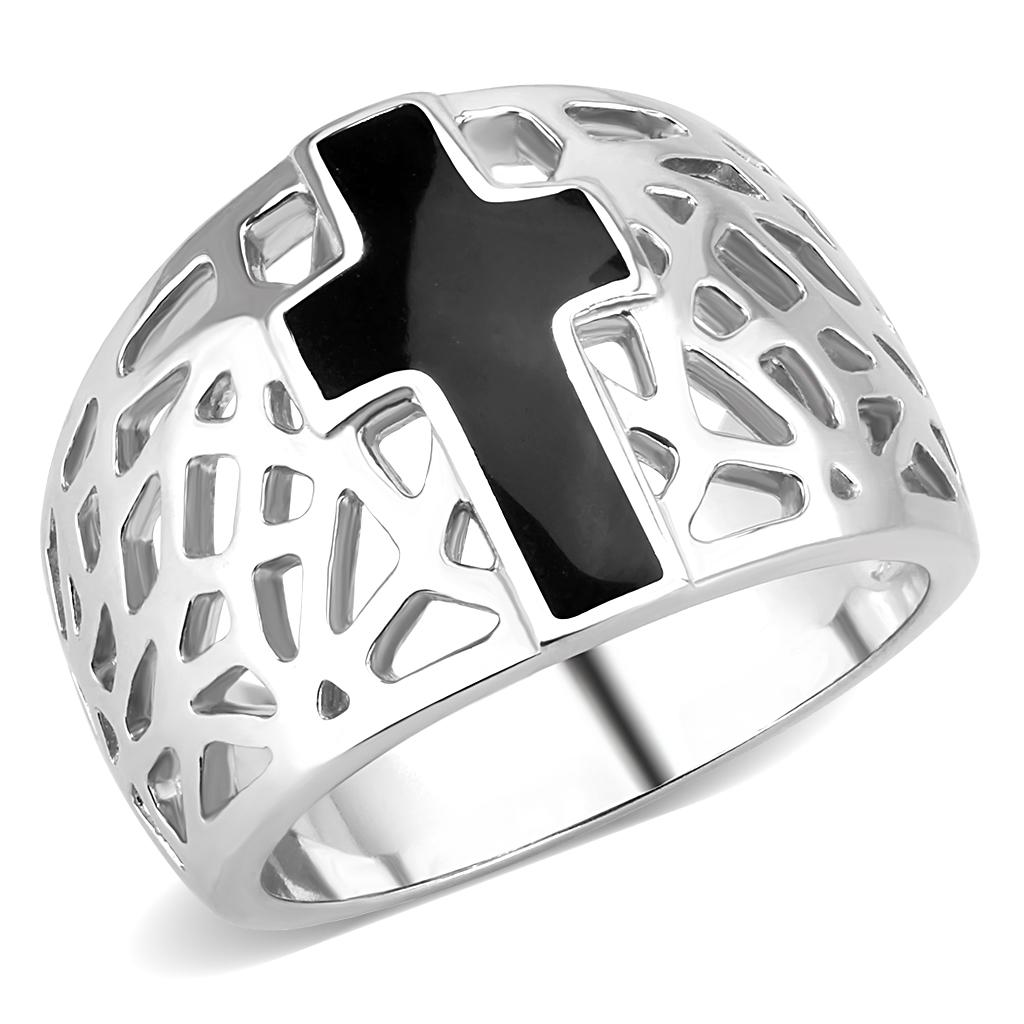 TK3720 High Polished Stainless Steel Ring with a sleek, shiny finish, showcasing its minimalist design without any stones.