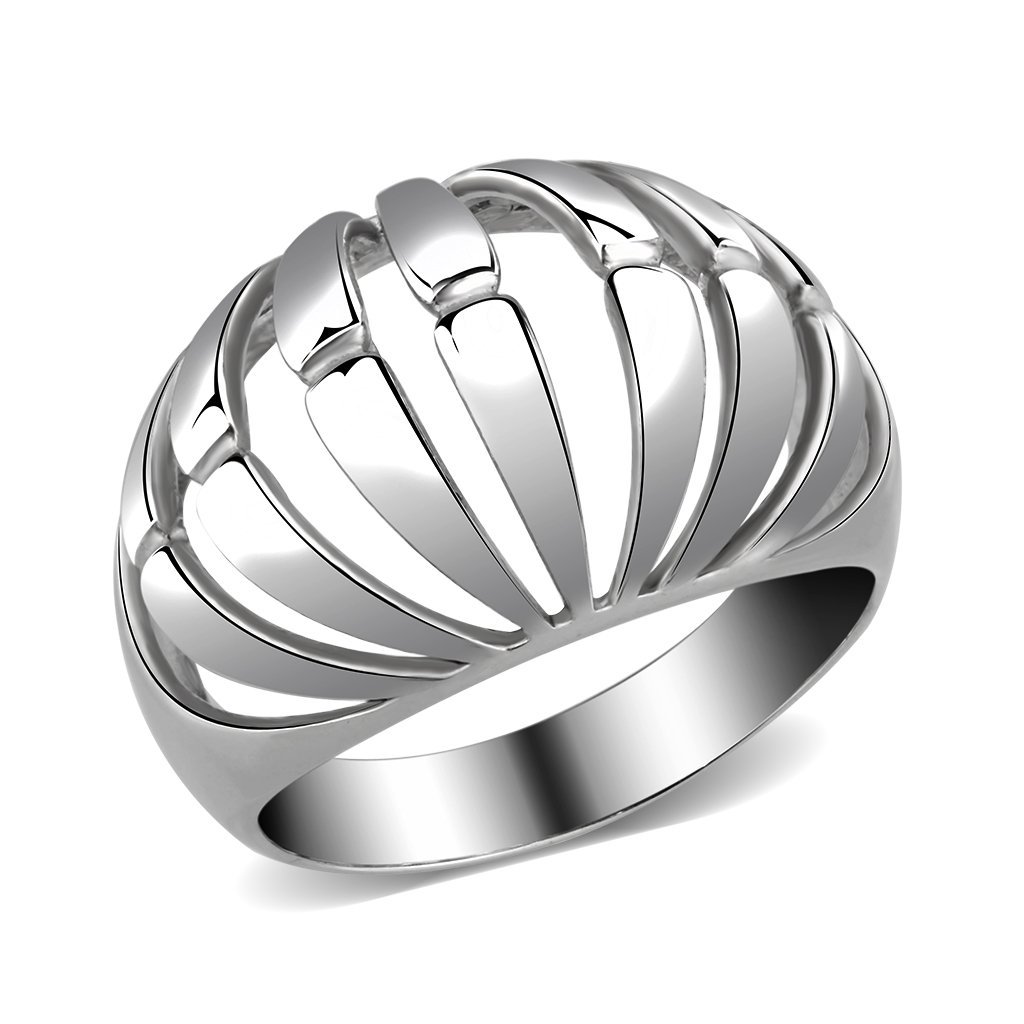 TK3732 High Polished Stainless Steel Ring with a sleek, minimalist design, showcasing its shiny surface and lightweight structure.