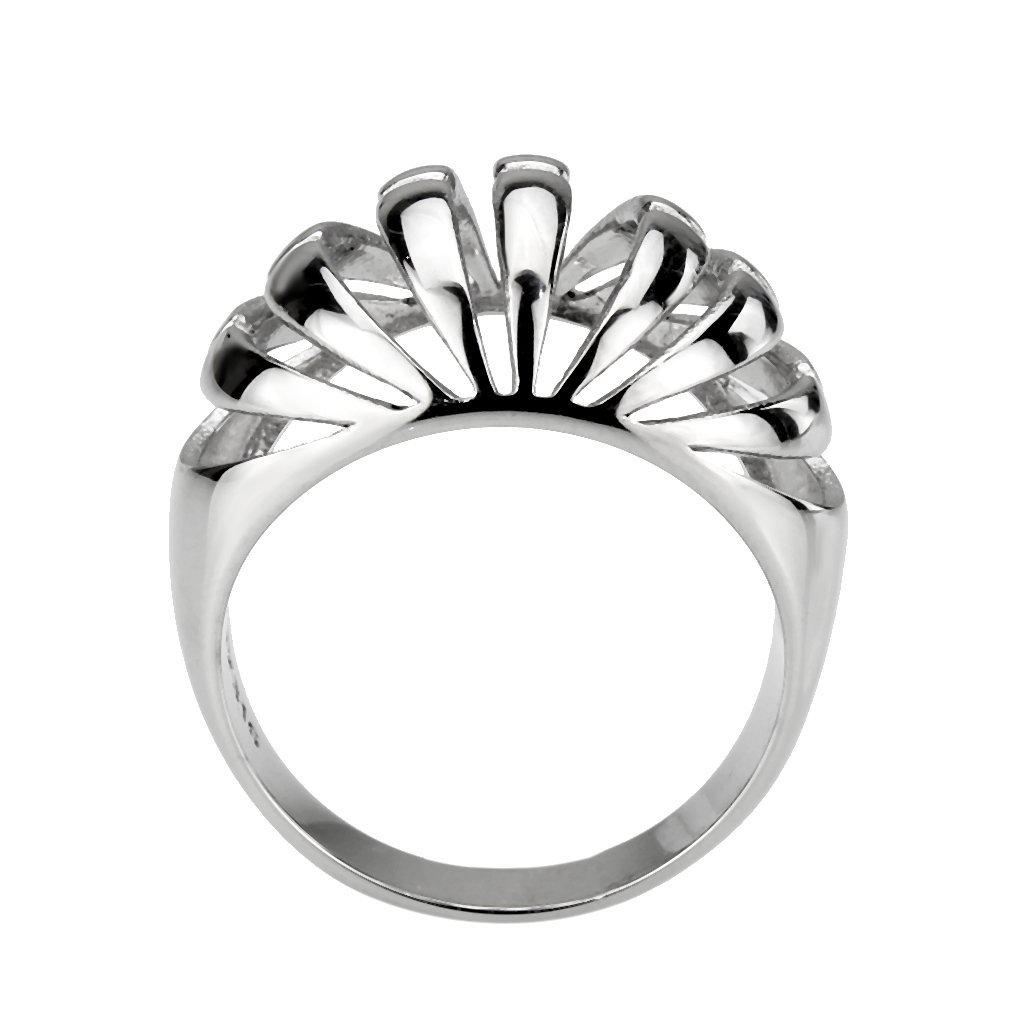 TK3732 High Polished Stainless Steel Ring with a sleek, minimalist design, showcasing its shiny surface and lightweight structure.