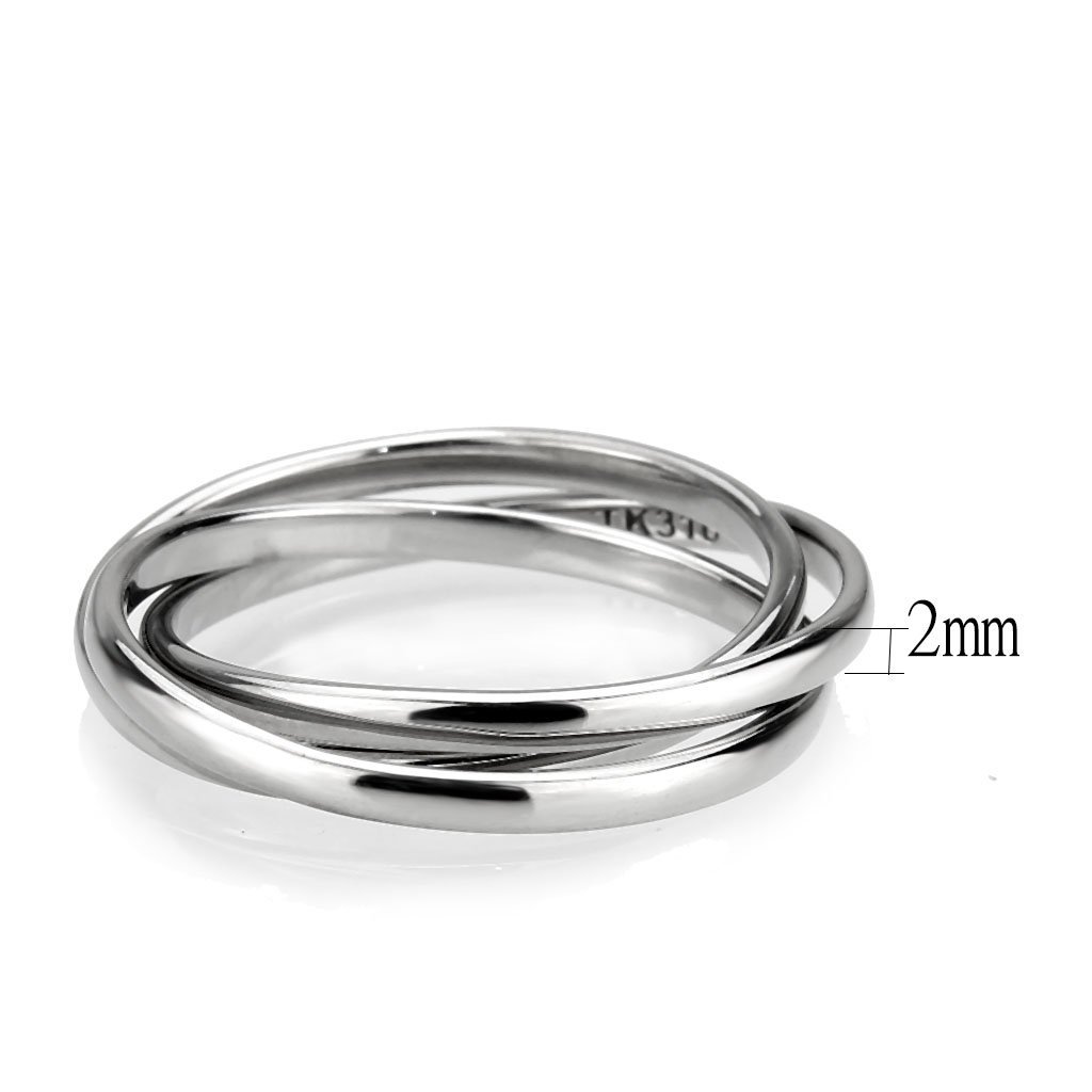 High polished stainless steel interlocking ring with a sleek design, perfect for any occasion.