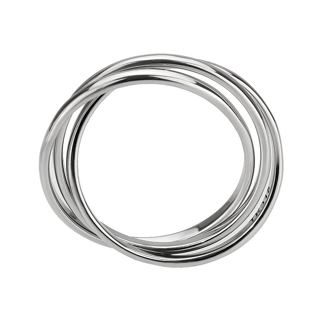 High polished stainless steel interlocking ring with a sleek design, perfect for any occasion.