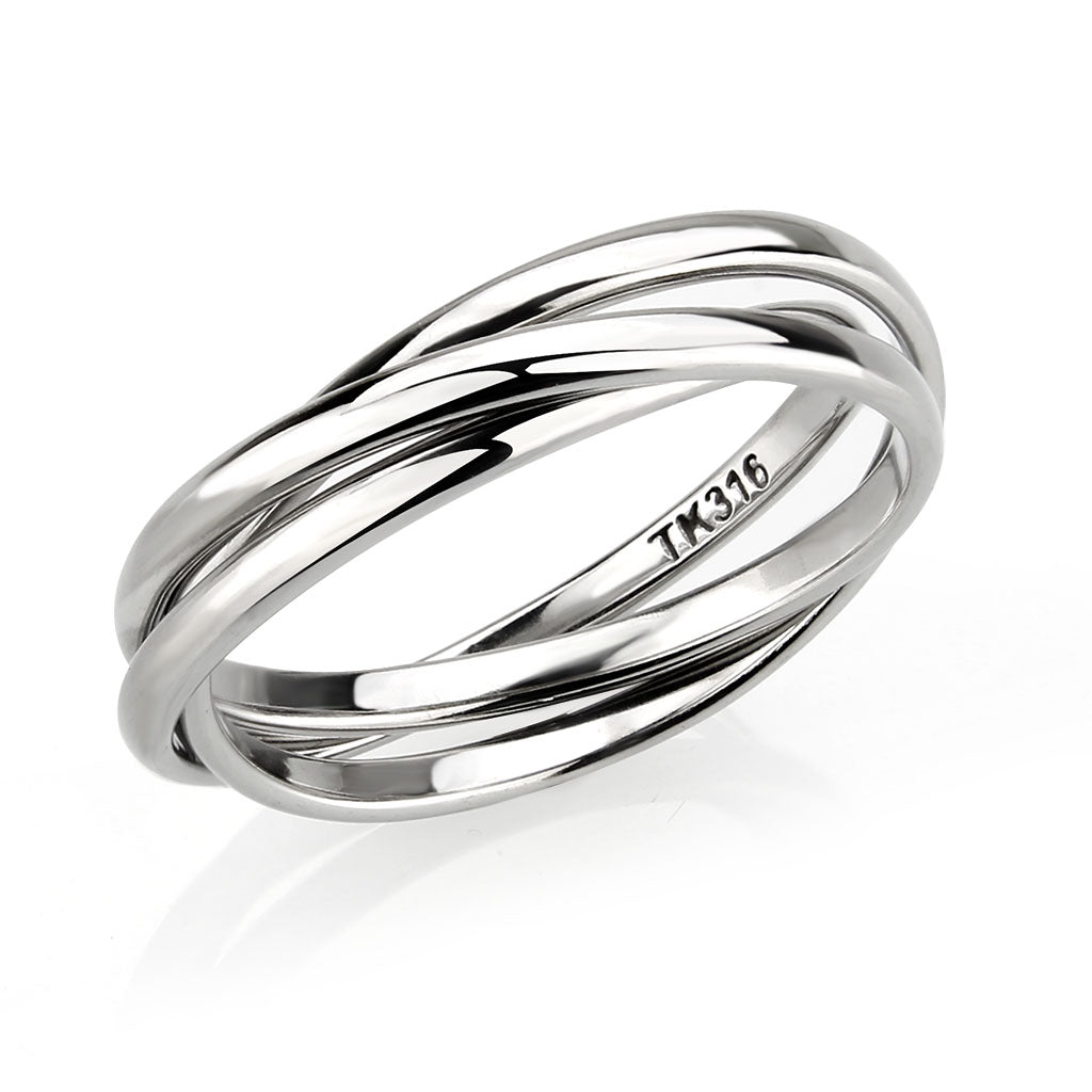 High polished stainless steel interlocking ring with a sleek design, perfect for any occasion.