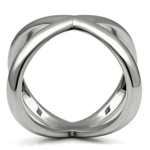 TK395 High Polished Stainless Steel Ring with a sleek, shiny finish, showcasing its minimalist design without any stones.