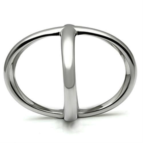 TK395 High Polished Stainless Steel Ring with a sleek, shiny finish, showcasing its minimalist design without any stones.