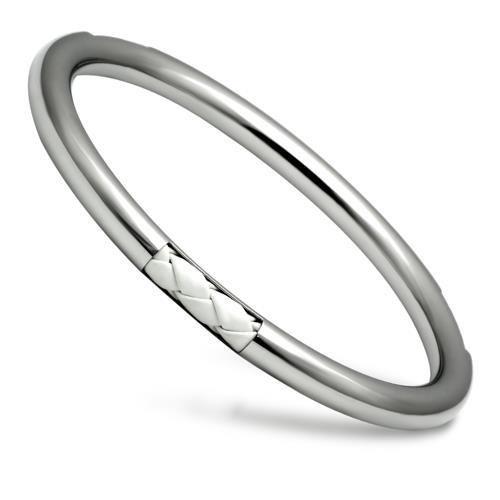 TK407 High Polished Stainless Steel Bangle with a sleek design, showcasing its shiny surface and elegant form.