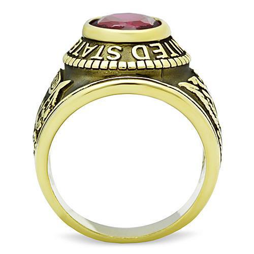 TK414706G IP Gold Stainless Steel Ring featuring a vibrant Siam synthetic glass center stone, elegantly designed for durability and style.