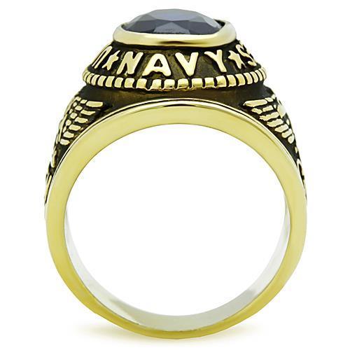 TK414707G IP Gold Stainless Steel Ring featuring a Montana synthetic glass centerpiece, showcasing elegance and durability.