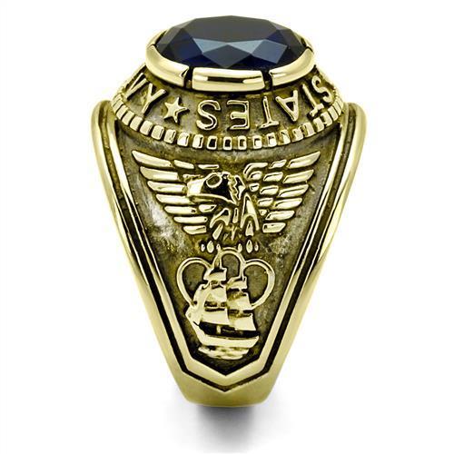 TK414707G IP Gold Stainless Steel Ring featuring a Montana synthetic glass centerpiece, showcasing elegance and durability.