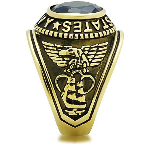 TK414707G IP Gold Stainless Steel Ring featuring a Montana synthetic glass centerpiece, showcasing elegance and durability.