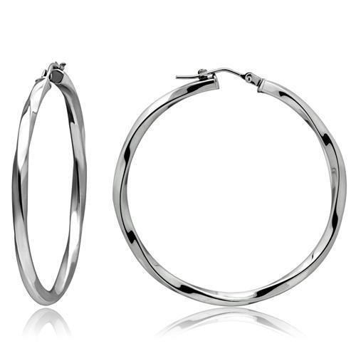 TK420 High Polished Stainless Steel Earrings showcasing a sleek and shiny design without plating, perfect for any occasion.