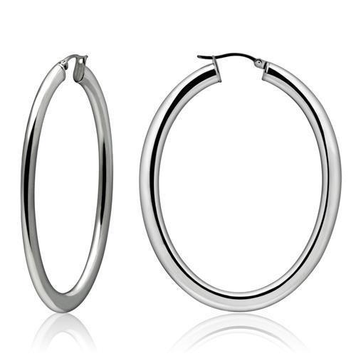 TK423 High Polished Stainless Steel Earrings showcasing a sleek and elegant design without any center stone.