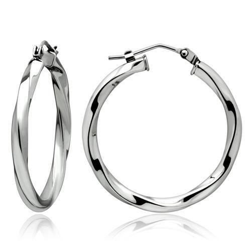 TK428 High Polished Stainless Steel Earrings showcasing a sleek and shiny design without any stones, perfect for everyday elegance.