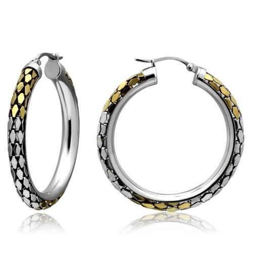 Gold and silver hoop earrings.