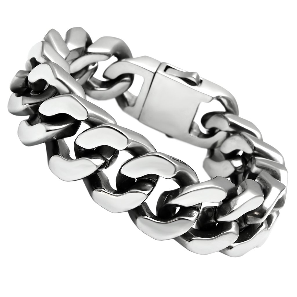 TK445 High Polished Stainless Steel Bracelet showcasing its sleek design and shiny finish.