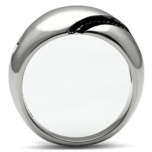 TK524 High Polished Stainless Steel Ring with a sleek, shiny finish, showcasing its minimalist design without any stones.