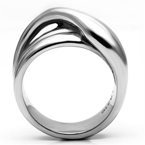 TK615 High Polished Stainless Steel Ring with a sleek, shiny finish, showcasing its minimalist design without any stones.