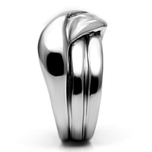 TK615 High Polished Stainless Steel Ring with a sleek, shiny finish, showcasing its minimalist design without any stones.