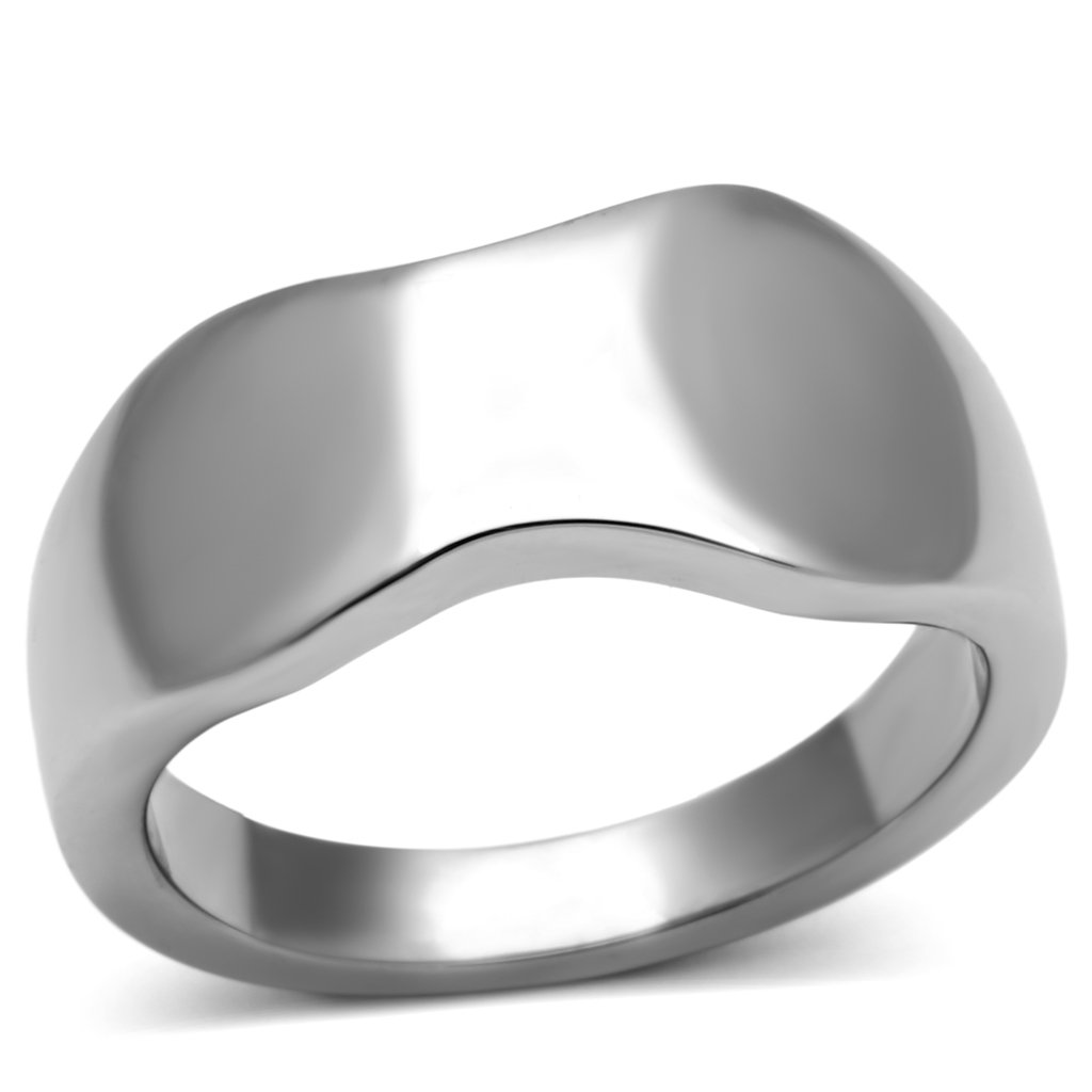 TK618 High Polished Stainless Steel Ring with a sleek, shiny finish and no stone, showcasing a minimalist design.