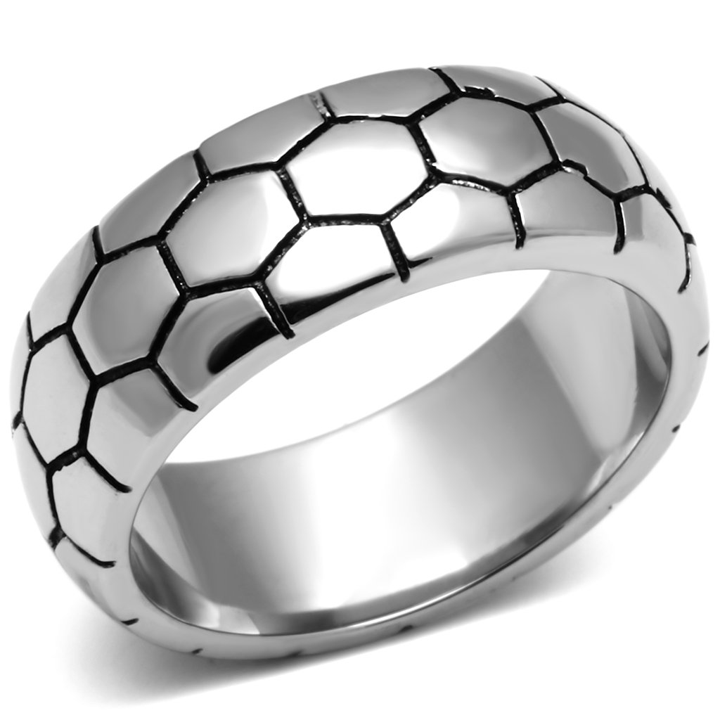 TK619 High Polished Stainless Steel Ring with a sleek, shiny finish, showcasing its minimalist design without any stones.