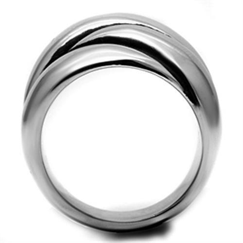 TK633 High Polished Stainless Steel Ring with a sleek, shiny finish, showcasing its minimalist design without any stones.