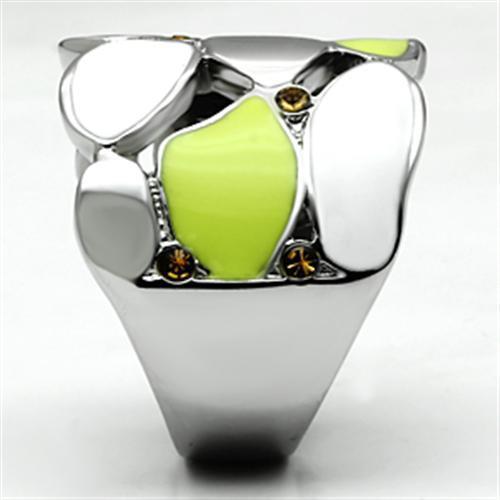 Silver ring with abstract design.